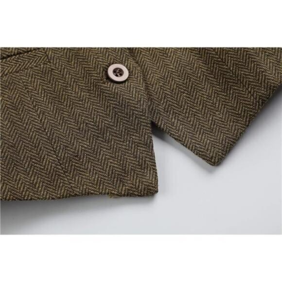 Women's V-Neck Suit Vest Waistcoat Brown - Picture 5 of 5